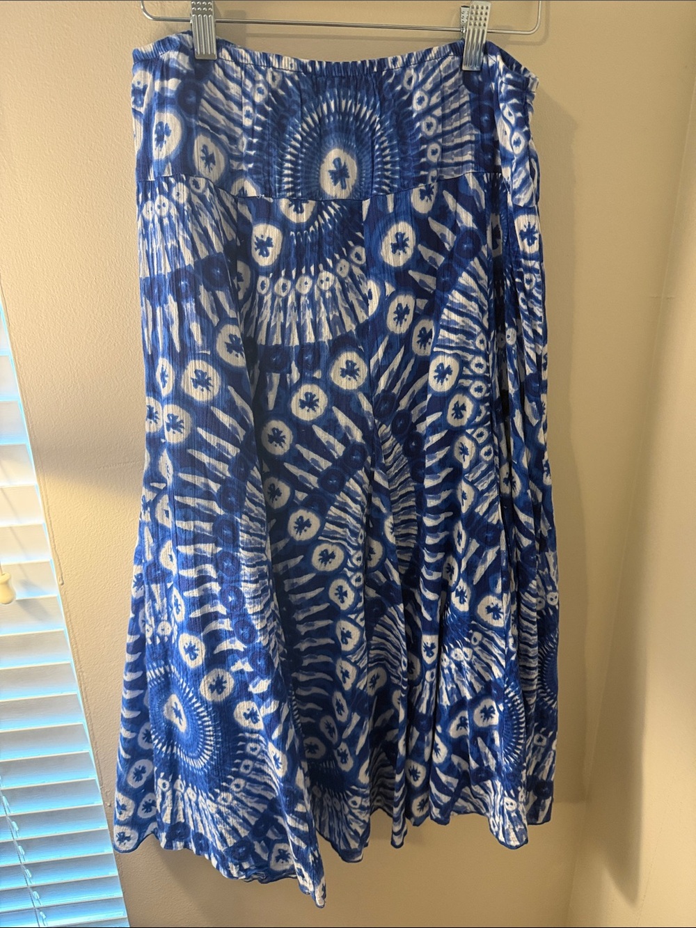 Ruby Rd. Blue and White Circle-Print Skater Skirt